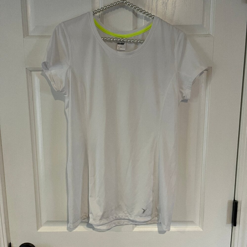 Old Navy Active Ladies Go-Dry White Crew Neck Short Sleeve Tee Size M Tall